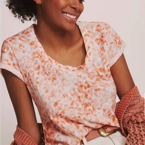Anthropologie PILCRO Animal Print Slub Tee – Size Large – Orange